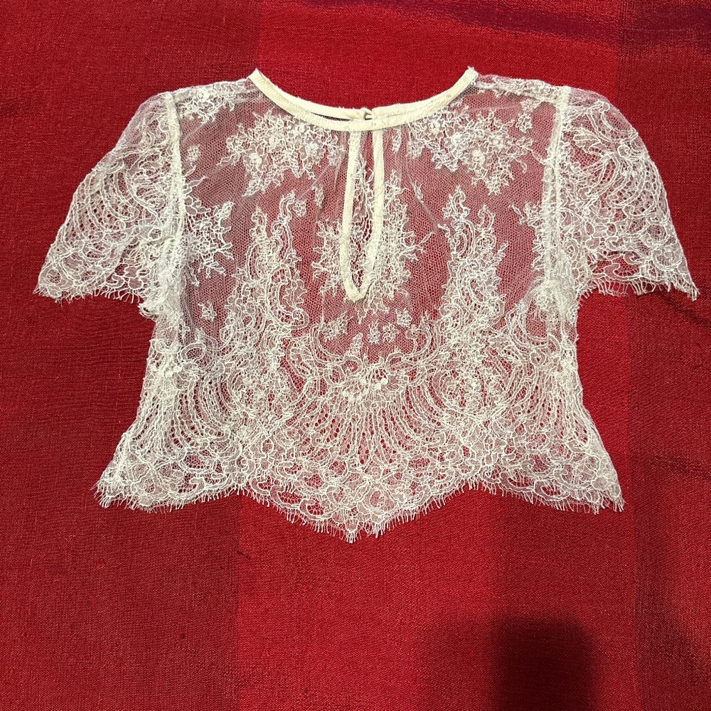 Never Worn Alexandra Grecco Lula Lace Bridal Crop Top